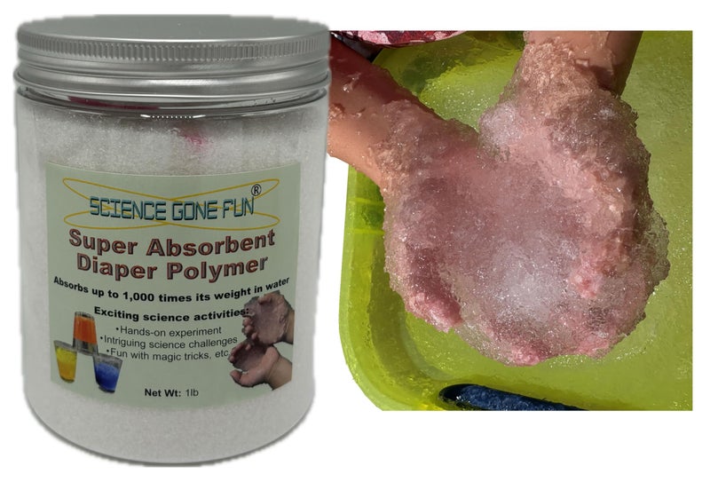 Science Gone Fun Experiment with 1 Pound of Diaper Polymer Science, Also Great for Making Slime - Image 1